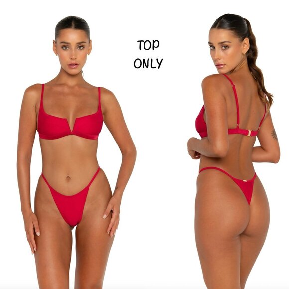 FAE Swim GYPSY Bikini Top - Hibiscus - V-Wire - Sustainable ECONYL® - Designer - Picture 1 of 7